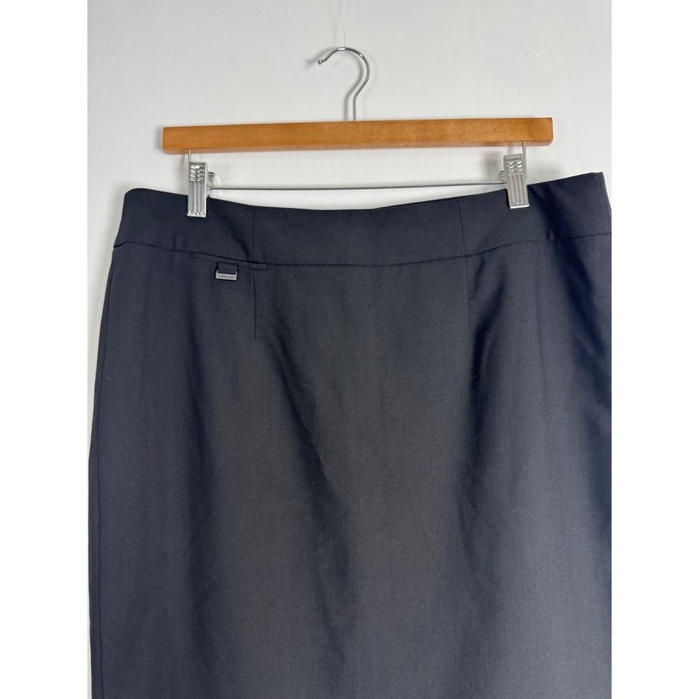 Professional Calvin Klein Womens 14P Pencil Skirt Blk Stretch Career Knee Length - Picture 11 of 12
